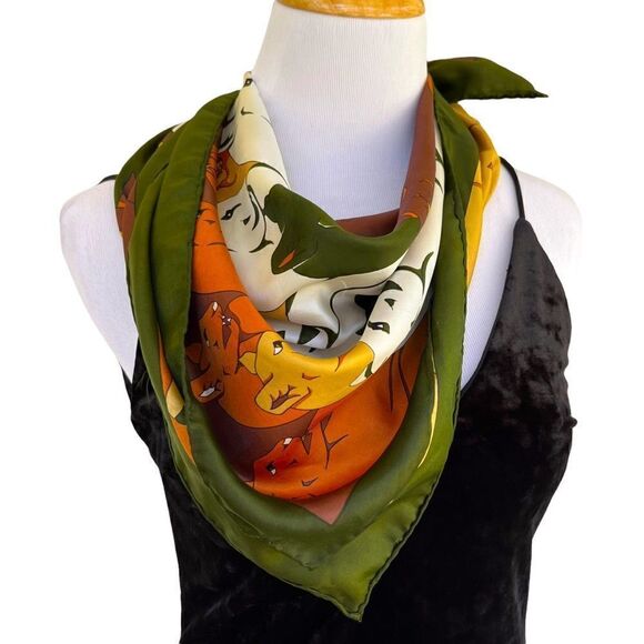 Vintage Accessories - Vintage Echo Silk Blend Big Cat Print Scarf